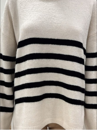 Jersey Oversize Rayas BRITTON Beige/Negro HEVE