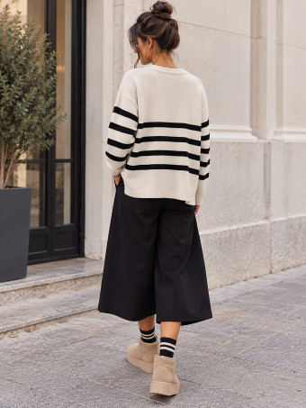 Jersey Oversize Rayas BRITTON Beige/Negro HEVE