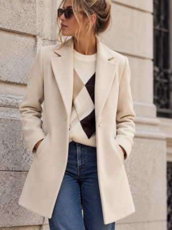 Abrigo Paño FRANCINE Beige HEVE