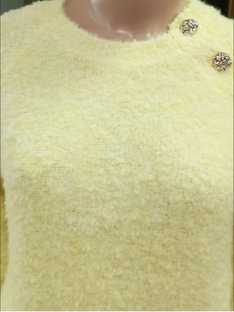Jersey Bouclé con Botones Joya VELNOR Amarillo HEVE