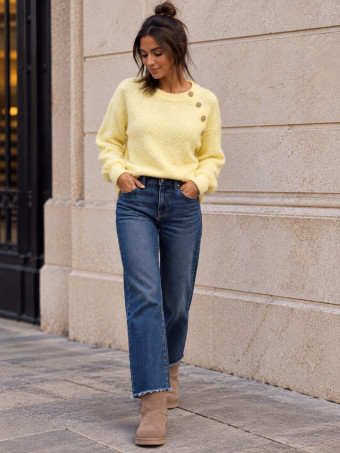 Jersey Bouclé con Botones Joya VELNOR Amarillo HEVE