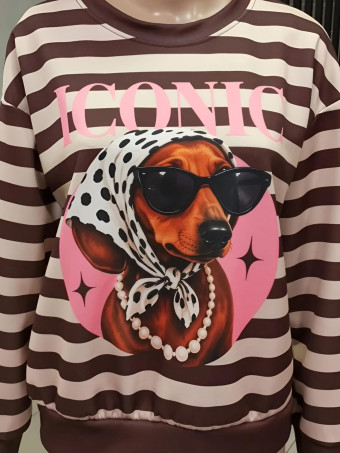 Sudadera Soft Touch Rayas ICONIC Marrón HEVE