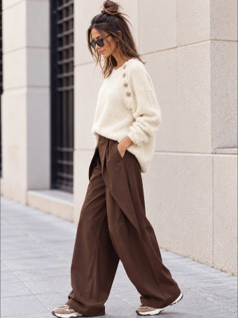 Jersey Bouclé con Botones Joya VELNOR Beige HEVE