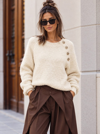 Jersey Bouclé con Botones Joya VELNOR Beige HEVE