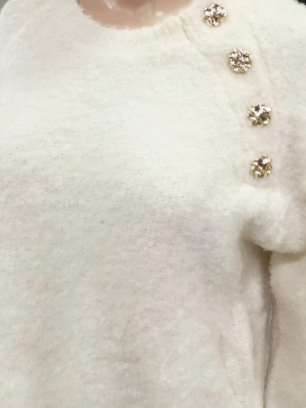 Jersey Bouclé con Botones Joya VELNOR Beige HEVE