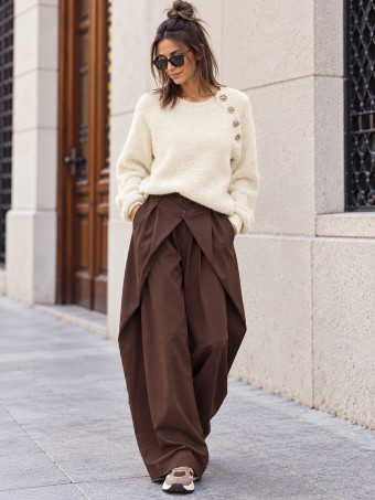 Jersey Bouclé con Botones Joya VELNOR Beige HEVE