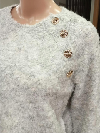 Jersey Bouclé con Botones Joya VELNOR Gris HEVE