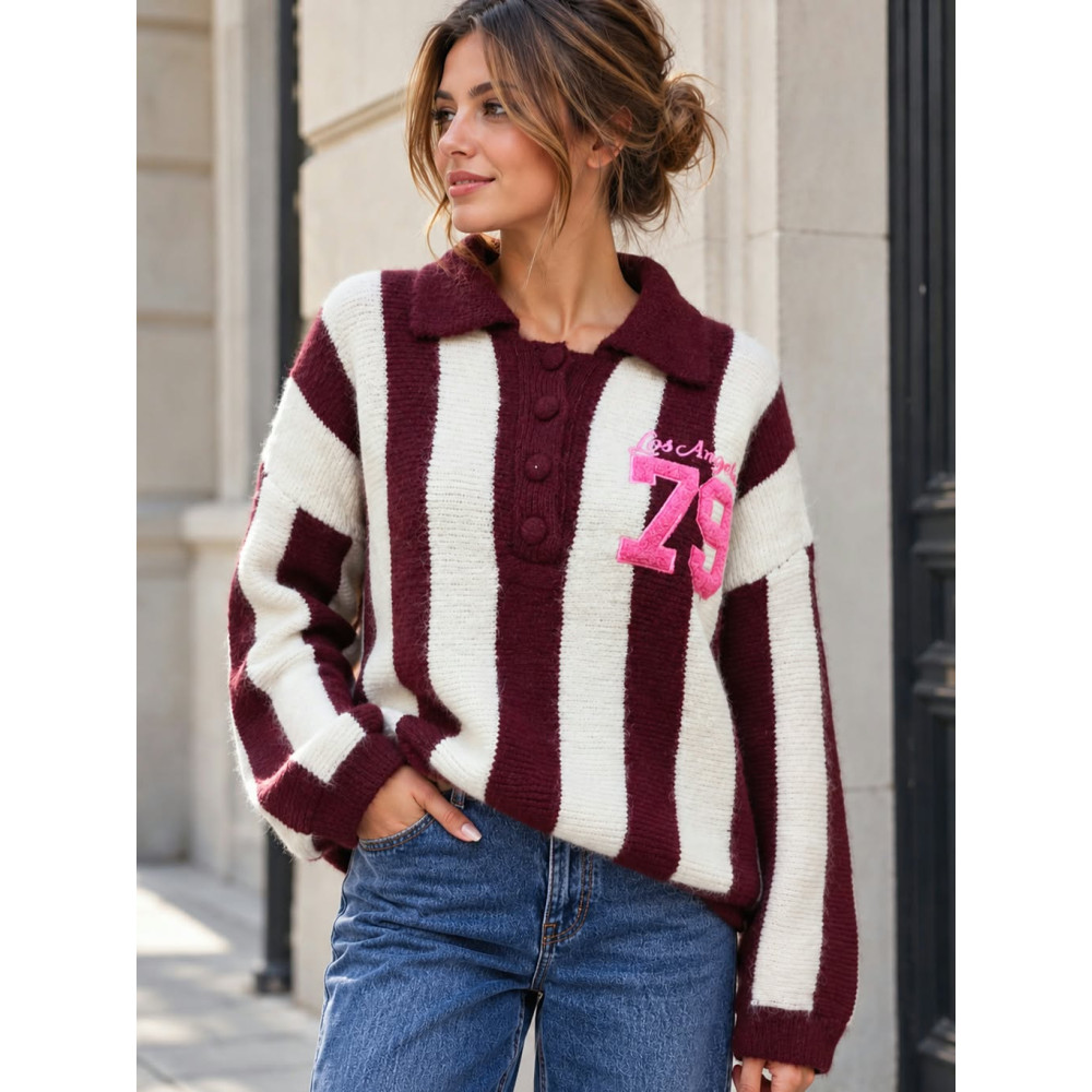 Jersey Rayas LOS ÁNGELES 79 Burdeos HEVE