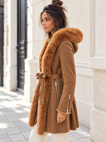 Abrigo Forrado Efecto Reptil NOREVA Camel HEVE