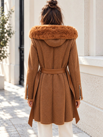 Abrigo Forrado Efecto Reptil NOREVA Camel HEVE
