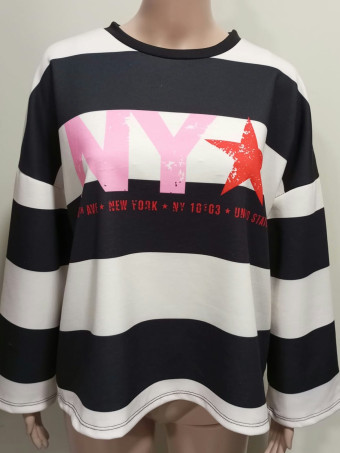 Sudadera Soft Touch Rayas NEW YORK Negro/Beige HEVE