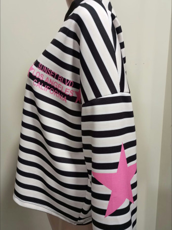 Sudadera Soft Touch Rayas SUNSET Negro HEVE