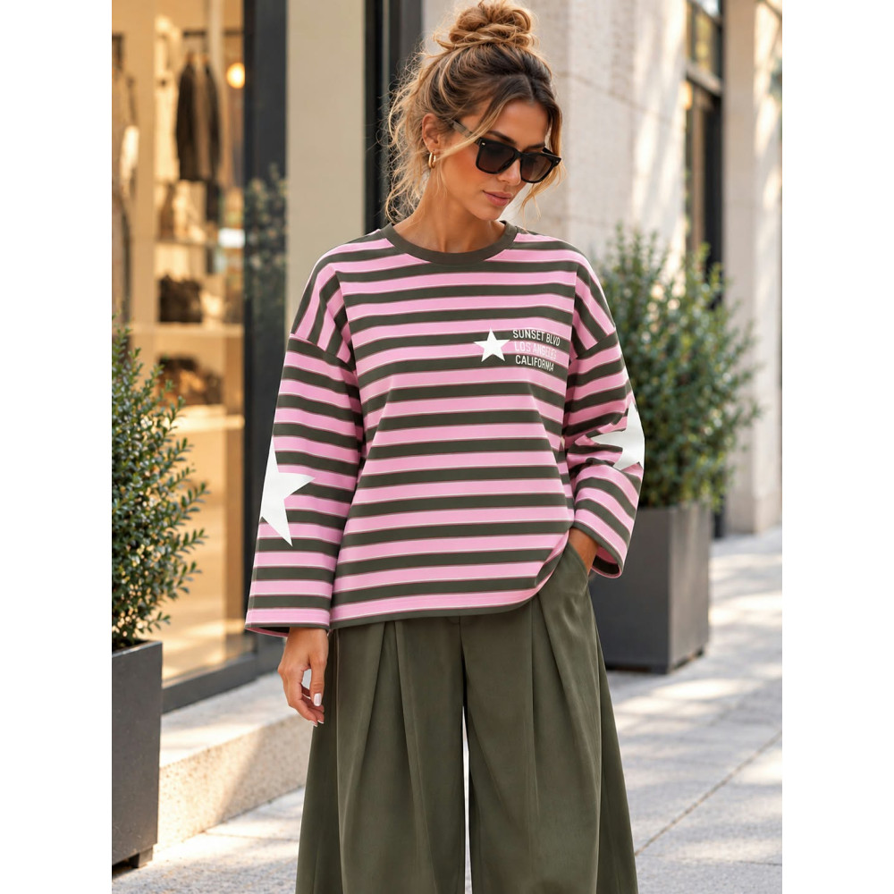 Sudadera Soft Touch Rayas SUNSET Rosa HEVE