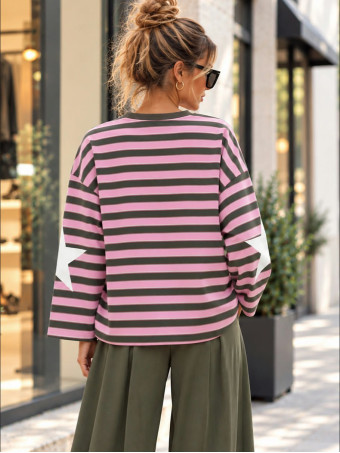 Sudadera Soft Touch Rayas SUNSET Rosa HEVE