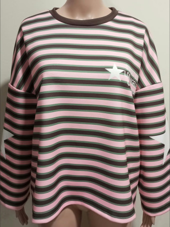 Sudadera Soft Touch Rayas SUNSET Rosa HEVE