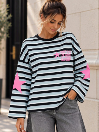 Sudadera Soft Touch Rayas SUNSET Azul HEVE