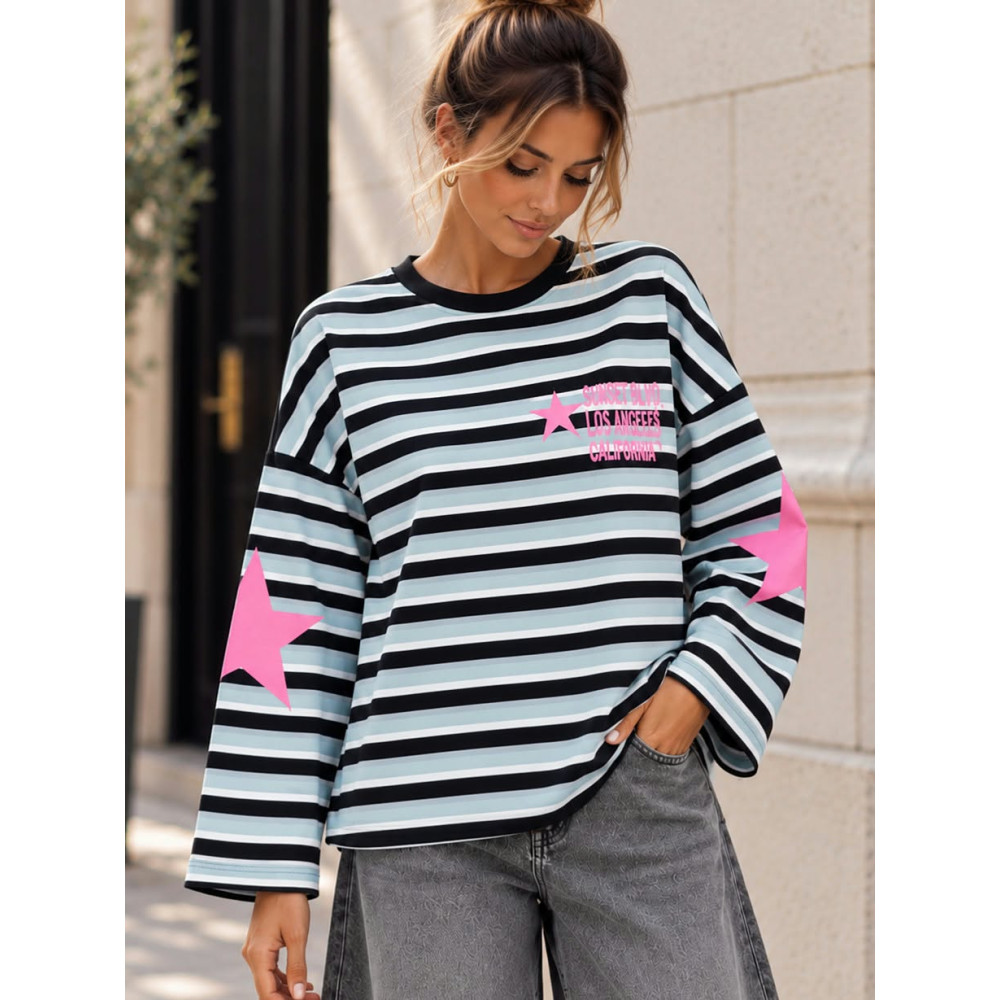 Sudadera Soft Touch Rayas SUNSET Azul HEVE