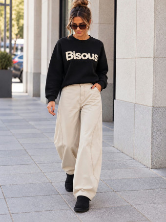 Sudadera Soft Touch Lettering BISOUS Negro HEVE