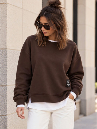 Sudadera Soft Touch Combinada LAYER Marrón HEVE
