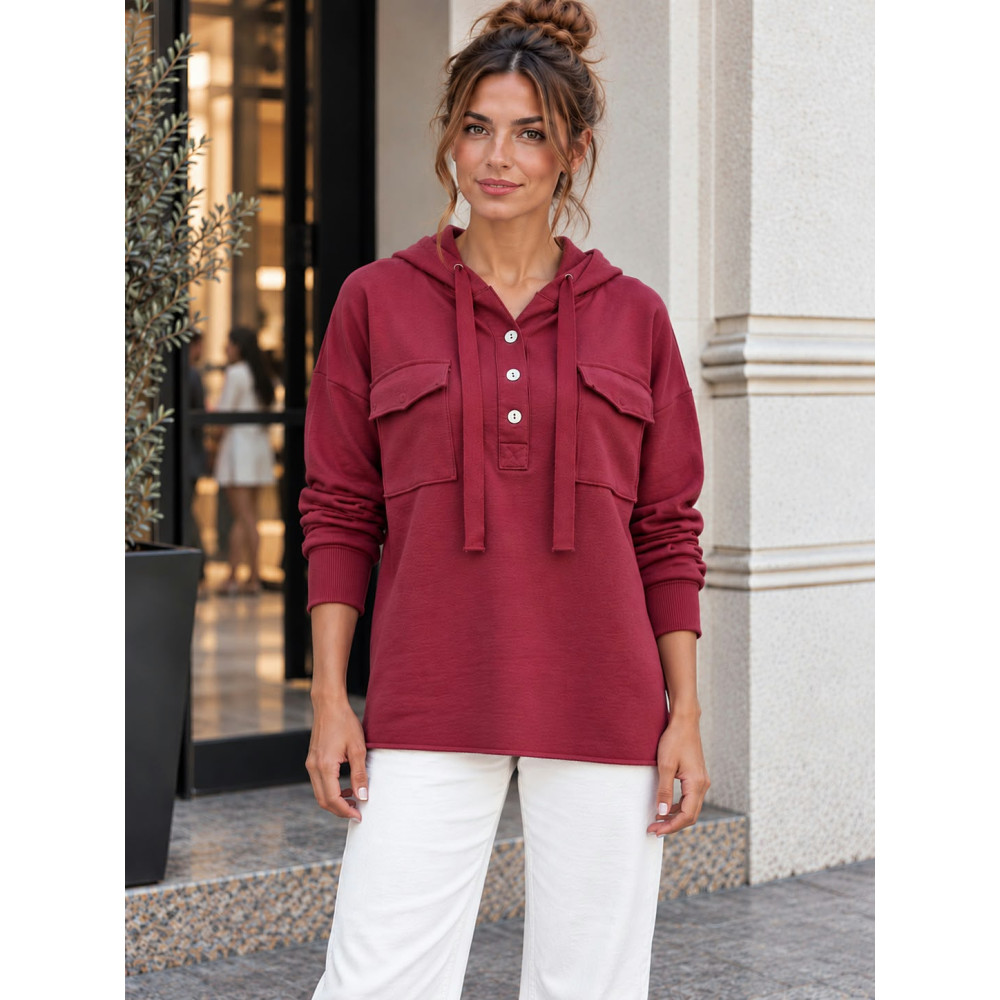 Sudadera Ligera con Capucha CALWAY Burdeos HEVE