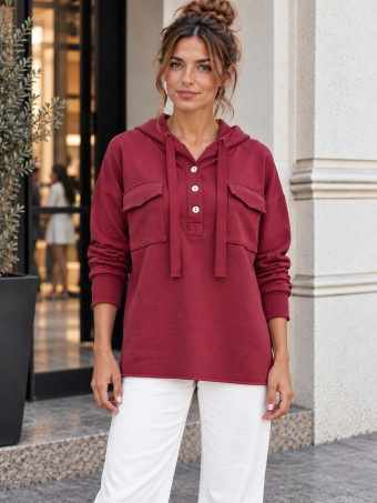 Sudadera Ligera con Capucha CALWAY Burdeos HEVE