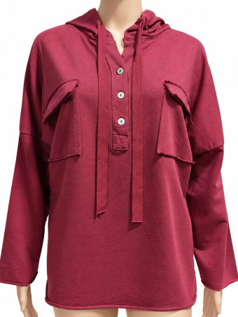 Sudadera Ligera con Capucha CALWAY Burdeos HEVE