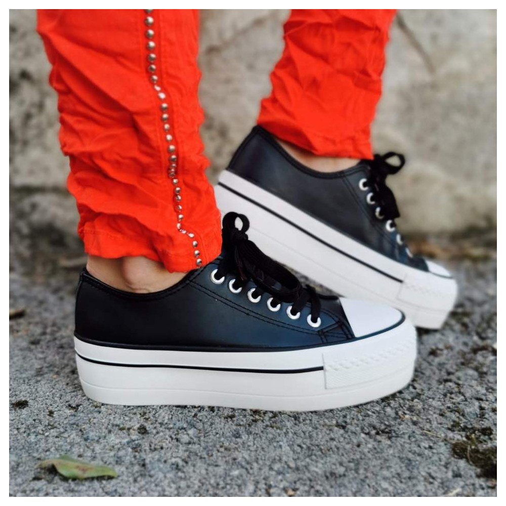 Sneaker Polipiel Triple Suela Negro Heve Sneaker Polipiel Triple Suela Negro Heve