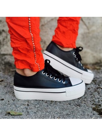 Sneaker Polipiel Triple Suela Negro Heve Sneaker Polipiel Triple Suela Negro Heve