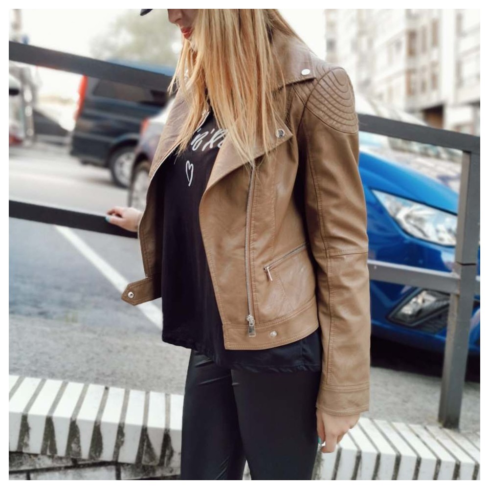 Cazadora Biker HAWK Camel Heve Cazadora Biker HAWK Camel Heve