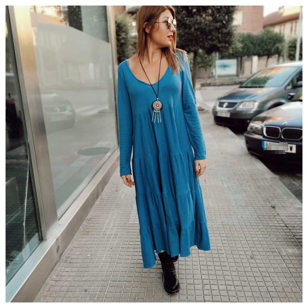 Vestido Ondas SHARONA Azul Heve Vestido Ondas SHARONA Azul Heve