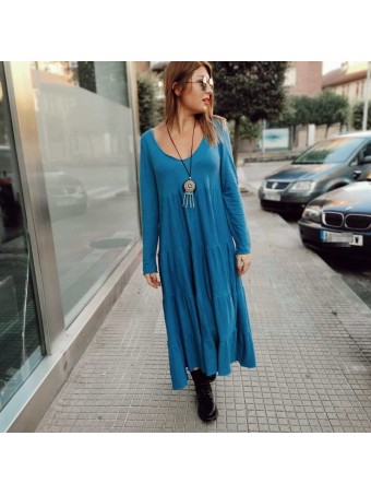 Vestido Ondas SHARONA Azul Heve Vestido Ondas SHARONA Azul Heve