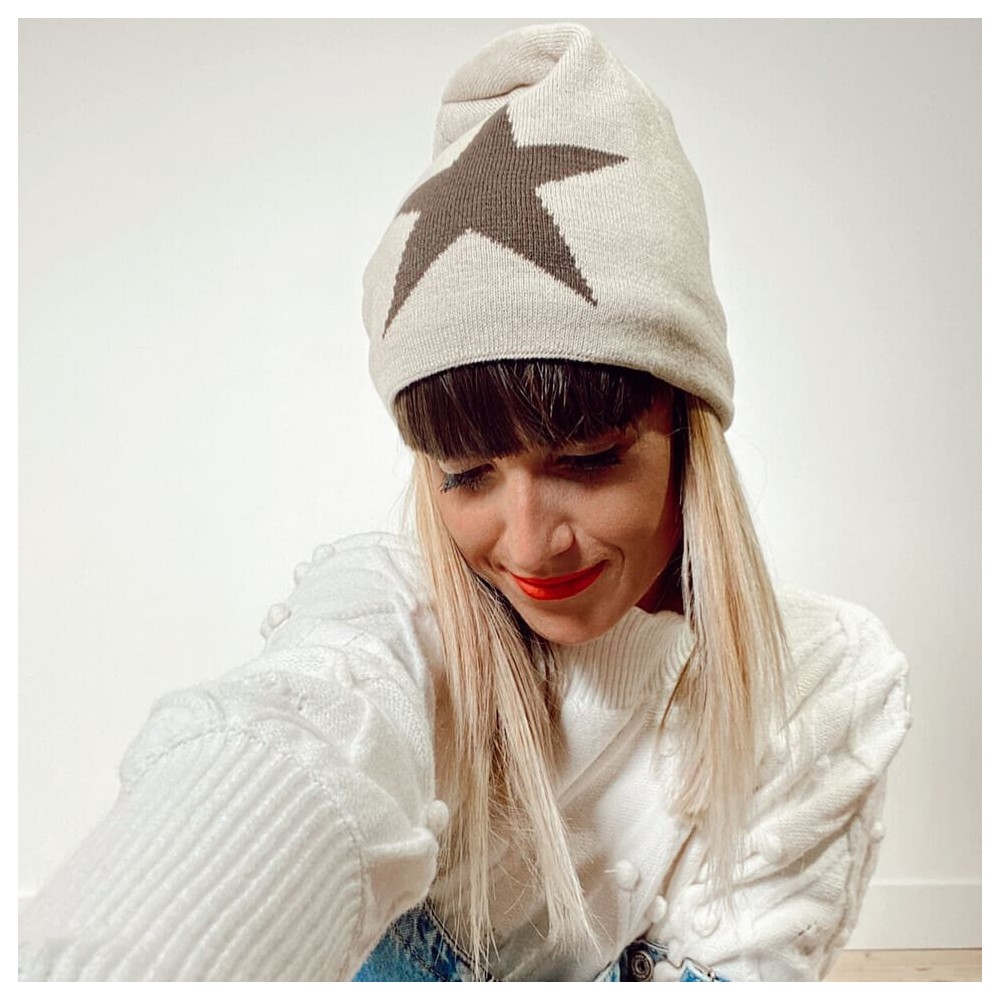 Gorro Beanie Estrella Beige Heve Gorro Beanie Estrella Beige Heve