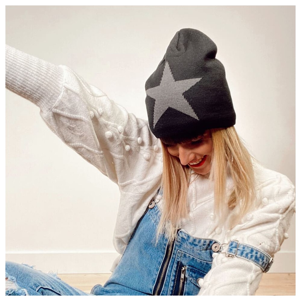 Gorro Beanie Estrella Negro Heve Gorro Beanie Estrella Negro Heve