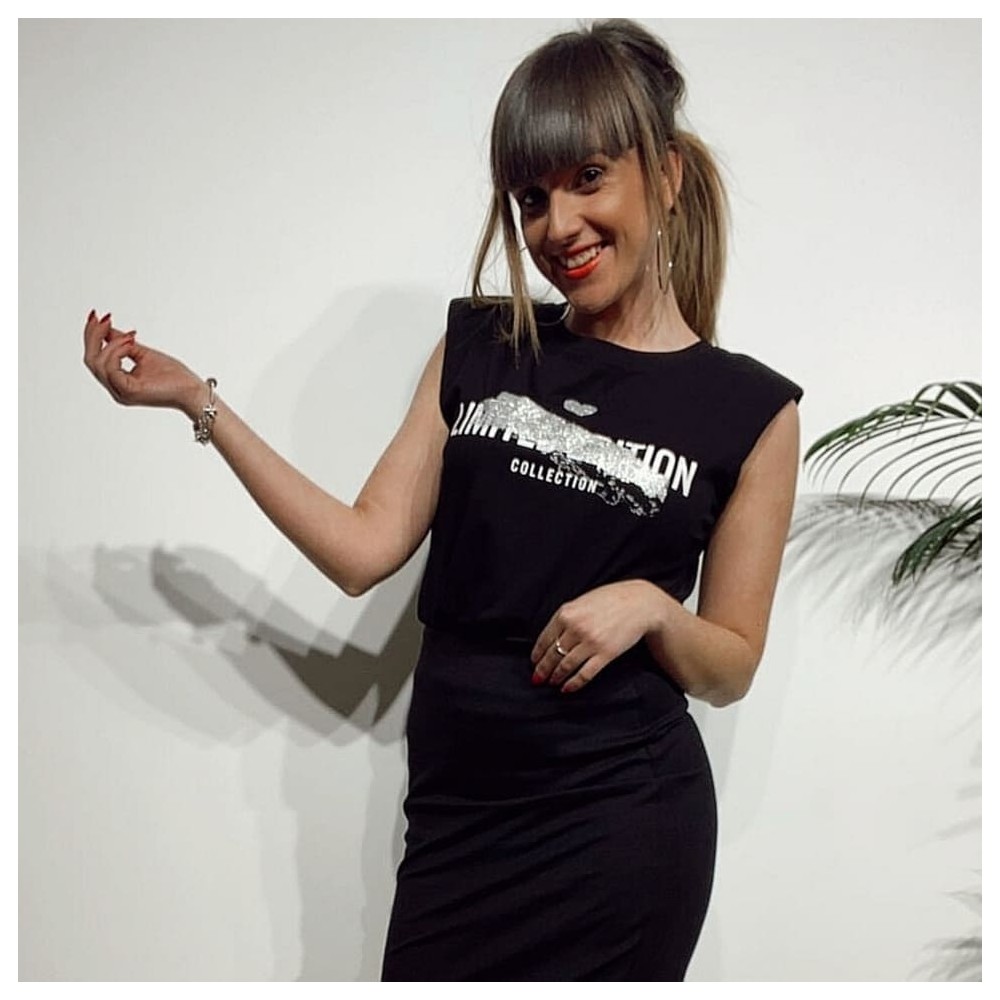 Camiseta Hombreras LIMITTED EDITION Negro/Plata Heve Camiseta Hombreras LIMITTED EDITION Negro/Plata Heve