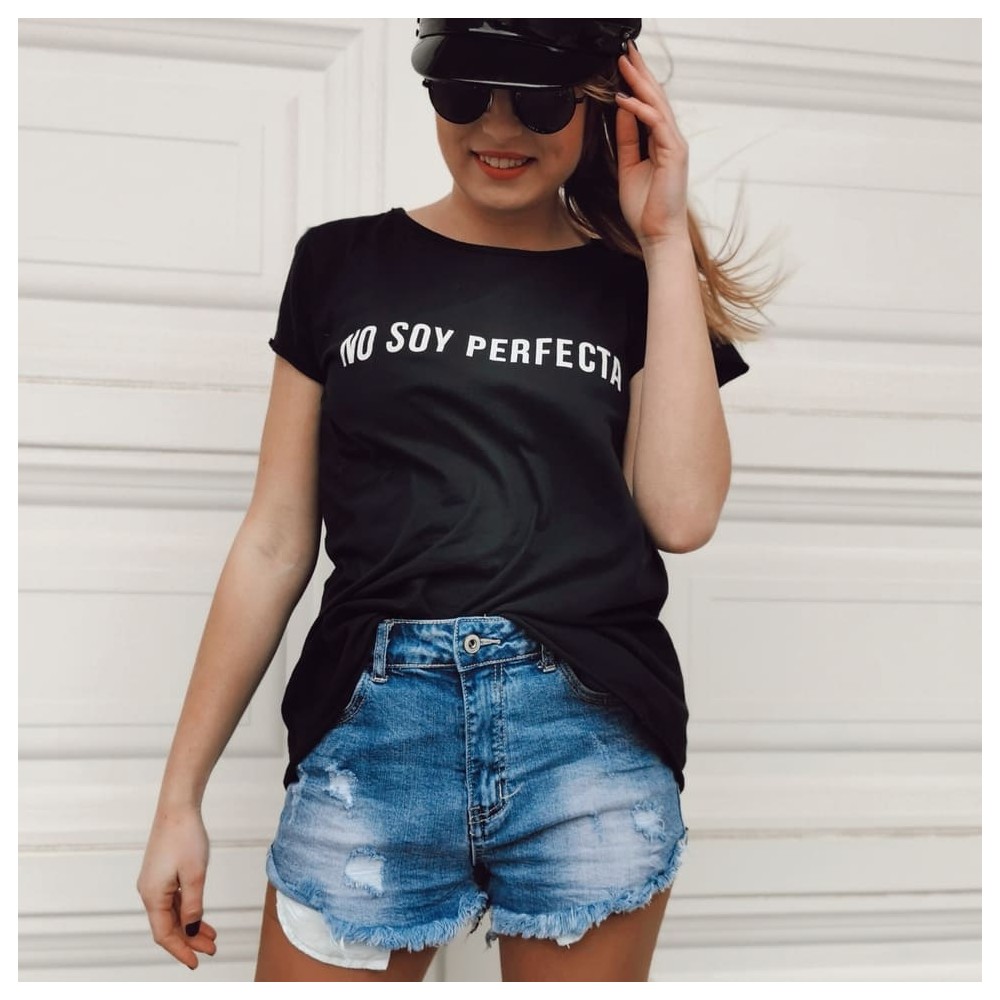 Camiseta Algodón NO SOY PERFECTA Negro Heve Camiseta Algodón NO SOY PERFECTA Negro Heve