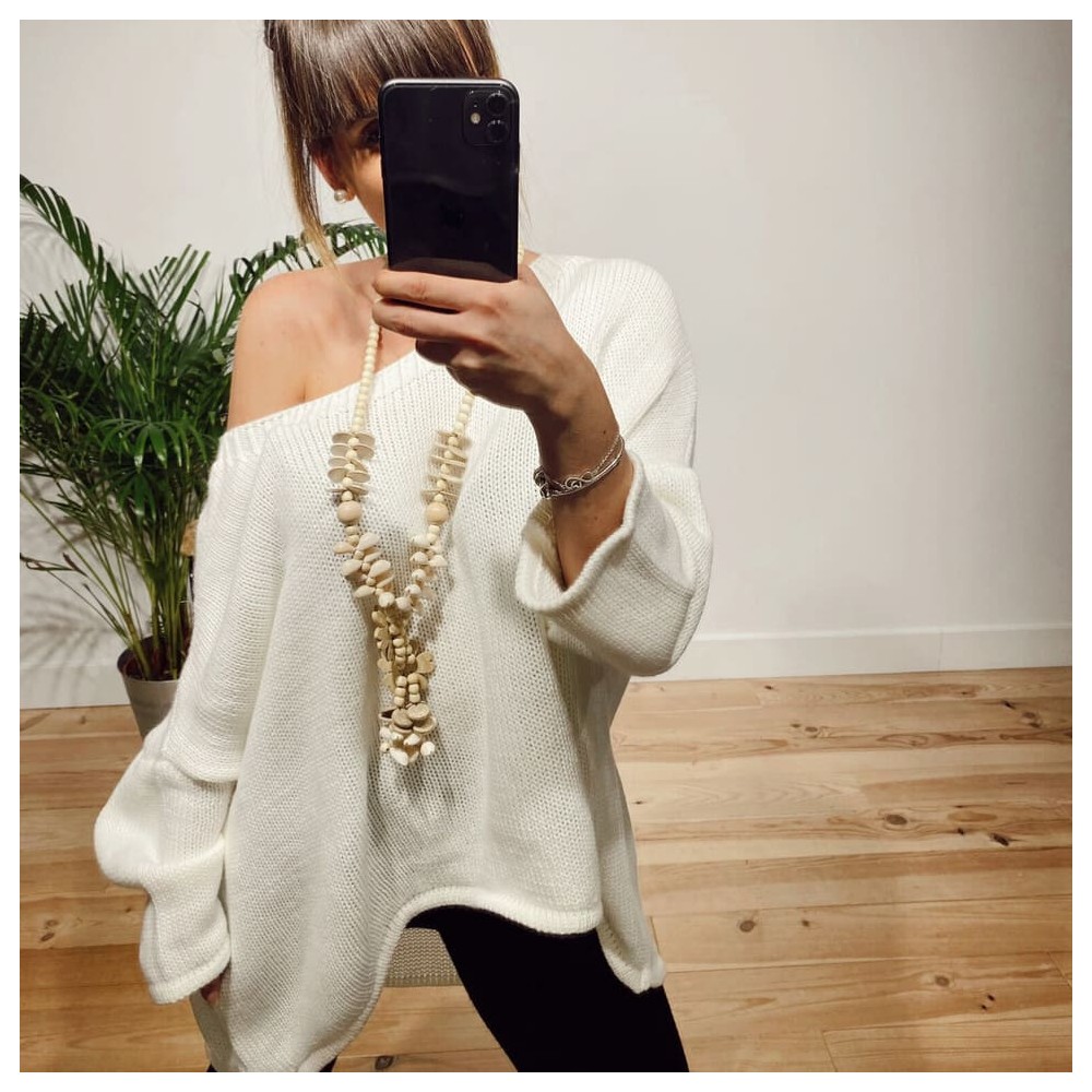 Collar Abalorios y Flores Beige Heve Collar Abalorios y Flores Beige Heve