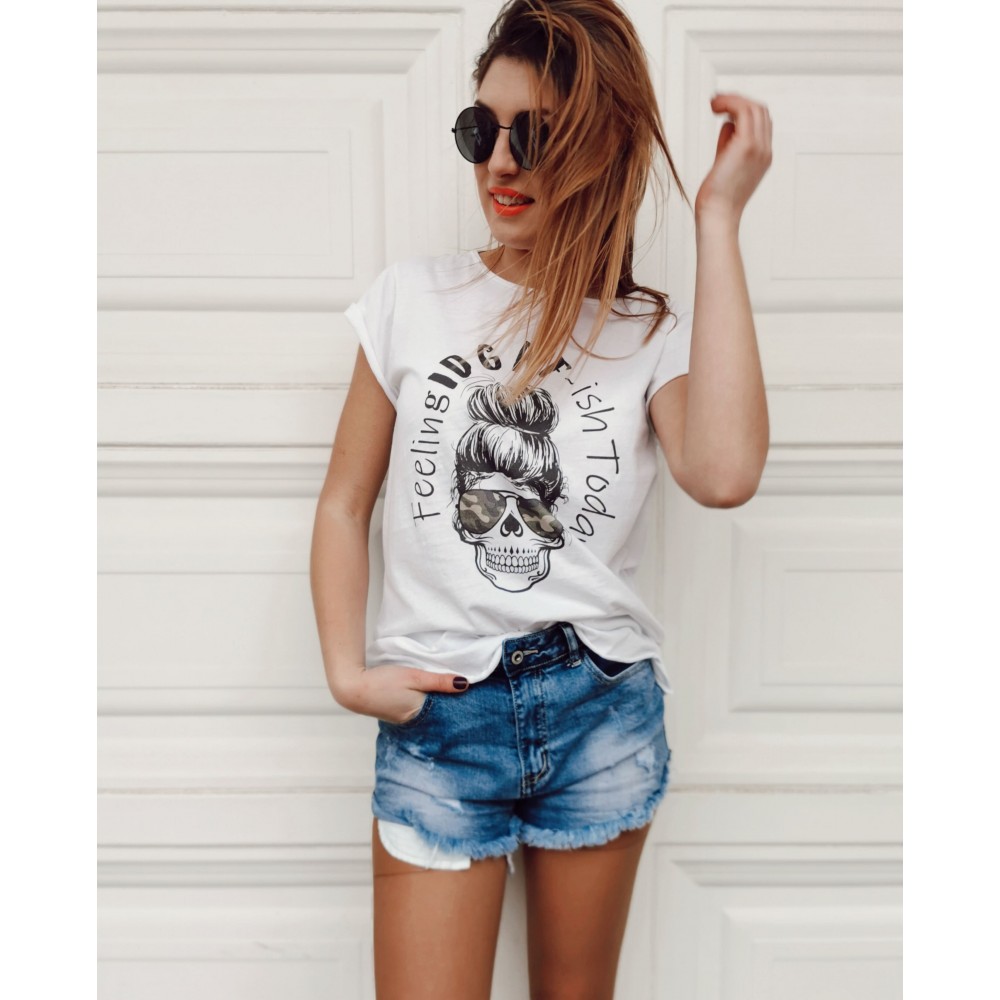 Camiseta Calavera IDGAF Camuflaje Heve Camiseta Calavera IDGAF Camuflaje Heve