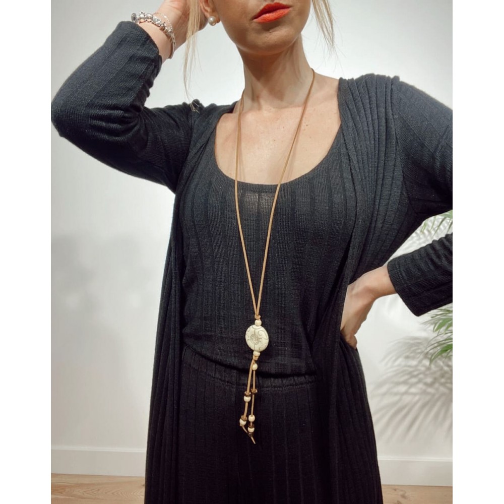 Collar Colgante Marfil y Abalorios Heve Collar Colgante Marfil y Abalorios Heve