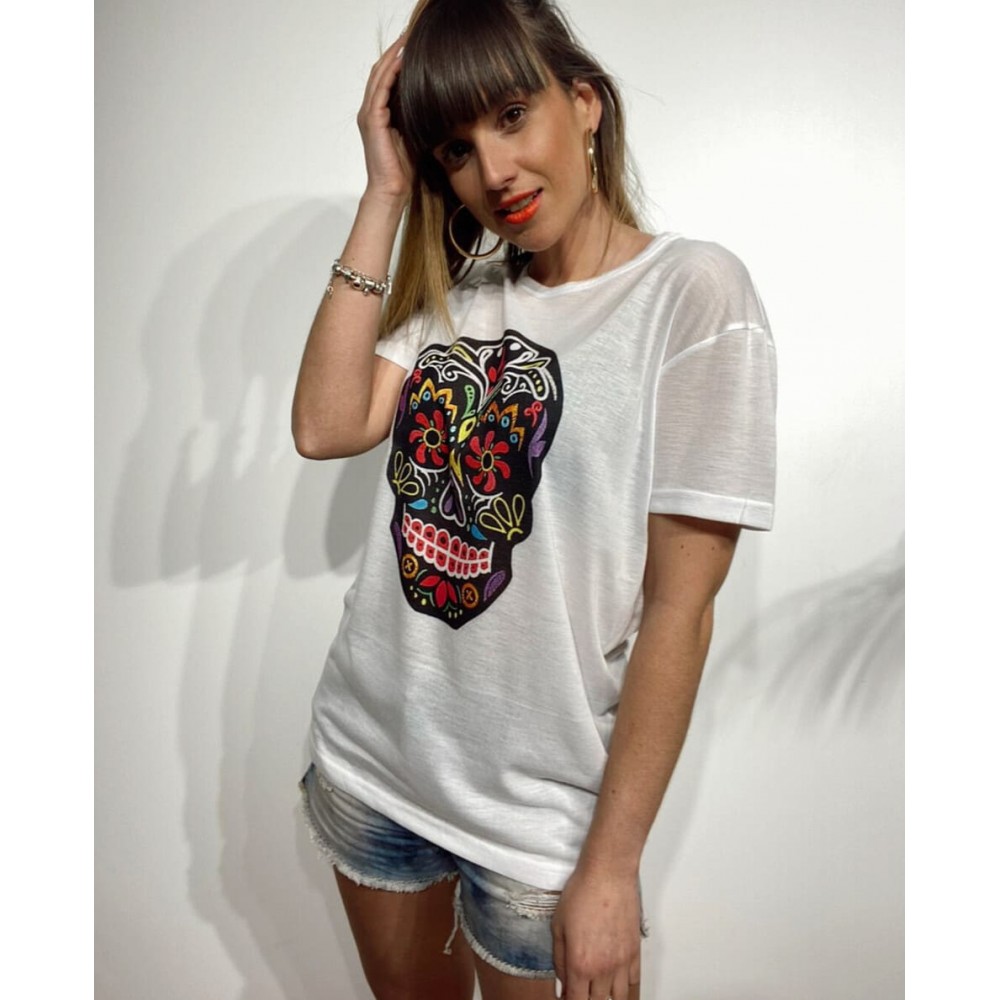 Camiseta Calavera MORELIA Blanco Heve Camiseta Calavera MORELIA Blanco Heve