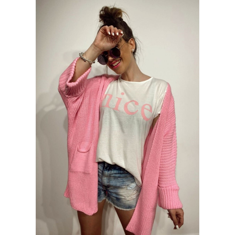 Camiseta Mensaje NICE Blanco/Rosa Heve Camiseta Mensaje NICE Blanco/Rosa Heve