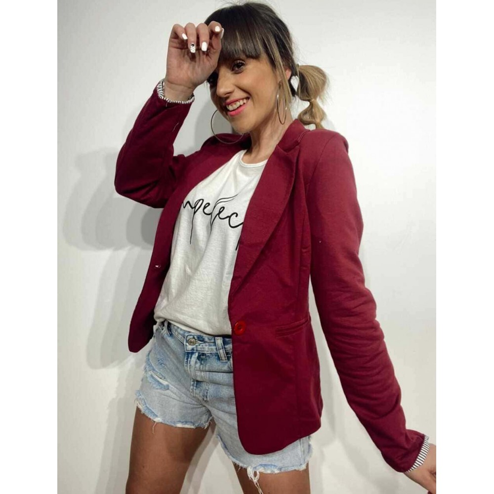 Blazer Básica GRAZIELLA Burdeos Heve Blazer Básica GRAZIELLA Burdeos Heve