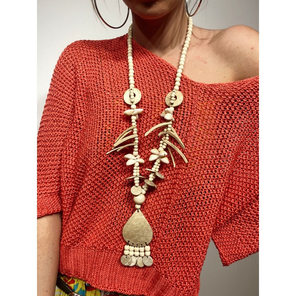 Collar Abalorios y Lágrima Beige Heve Collar Abalorios y Lágrima Beige Heve