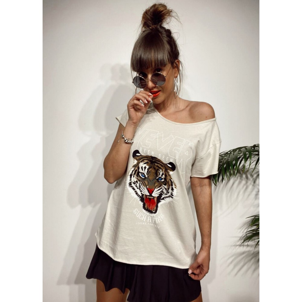 Camiseta Algodón LEGEND PANTHER Beige Heve Camiseta Algodón LEGEND PANTHER Beige Heve