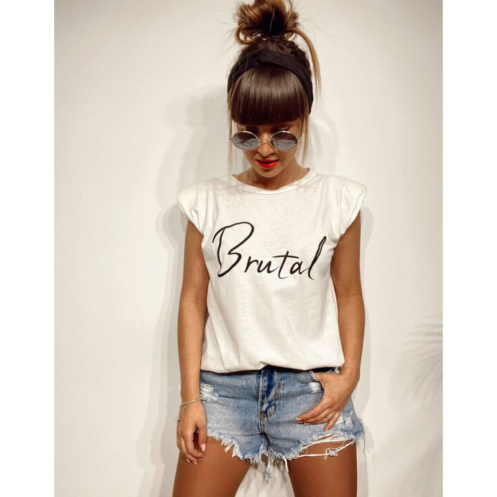Camiseta Hombreras BRUTAL Blanco Heve Camiseta Hombreras BRUTAL Blanco Heve