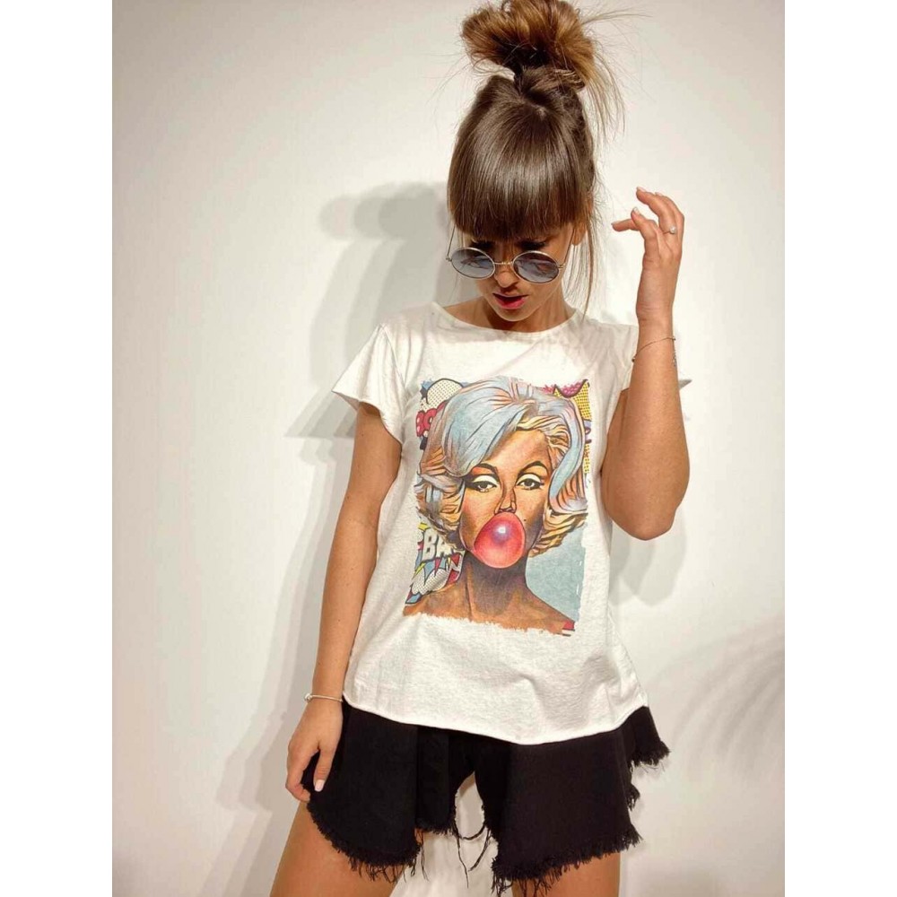Camiseta Algodón MARILYN COMIC Blanco Heve Camiseta Algodón MARILYN COMIC Blanco Heve
