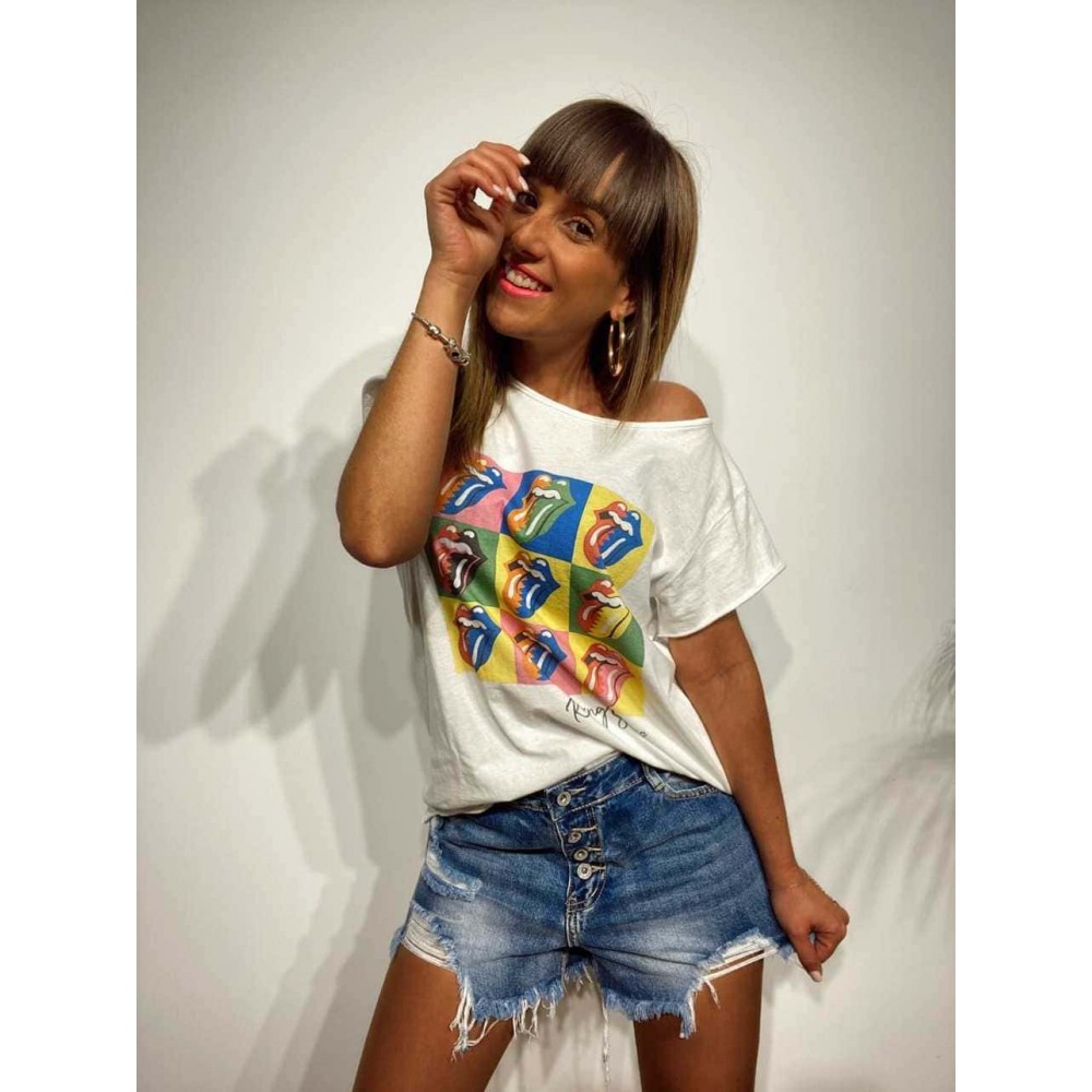 Camiseta ROLLING POP ART Blanco Heve Camiseta ROLLING POP ART Blanco Heve