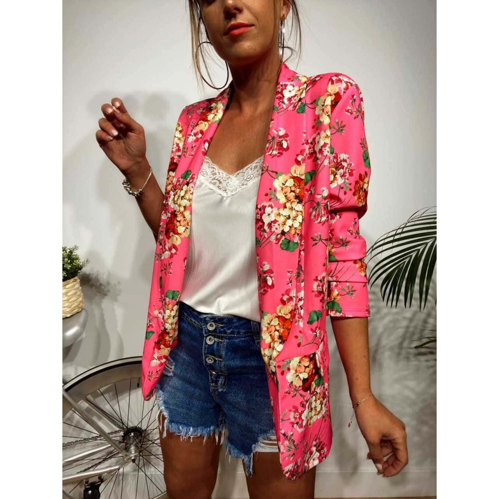 Blazer Flores SIENNA Rosa Chicle Heve Blazer Flores SIENNA Rosa Chicle Heve
