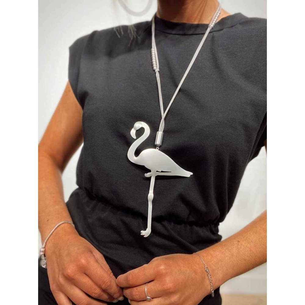 Collar Colgante Flamenco Gris/Plata Heve Collar Colgante Flamenco Gris/Plata Heve