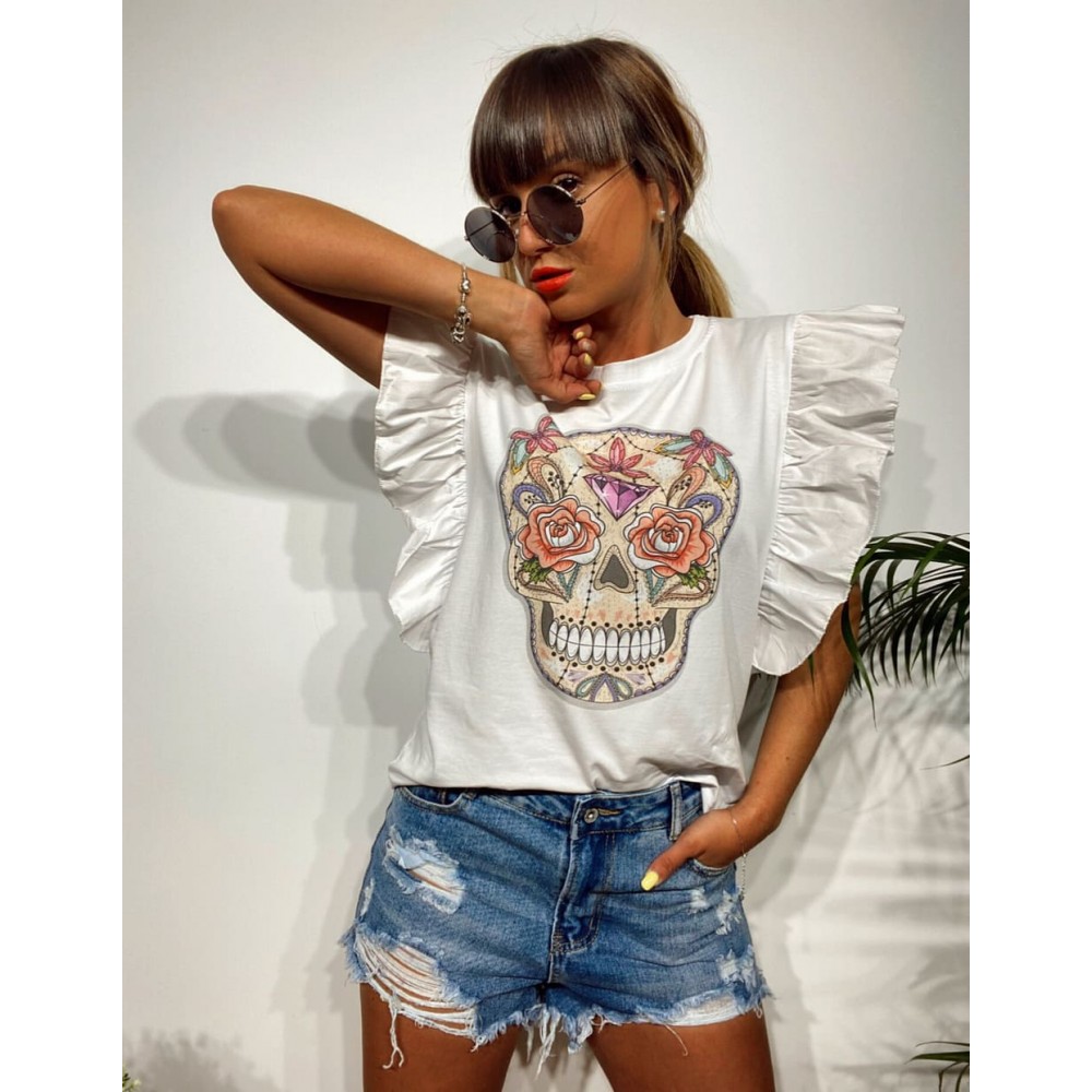 Camiseta Volante CATRINA Blanco Heve Camiseta Volante CATRINA Blanco Heve