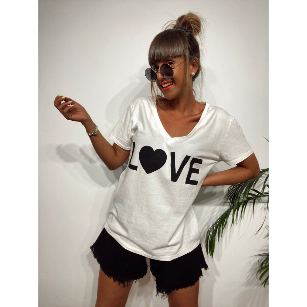Camiseta Pico LOVE Blanco Heve Camiseta Pico LOVE Blanco Heve